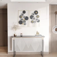 HOMCOM Dekoracje Ścienne Metalowe W Zestawie 2 sztuki, Design 3D, Motyw Liścia Lotosu, Jasnoszary + Ciemnoszary(m-10)