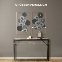 HOMCOM Dekoracje Ścienne Metalowe W Zestawie 2 sztuki, Design 3D, Motyw Liścia Lotosu, Jasnoszary + Ciemnoszary(m-7)