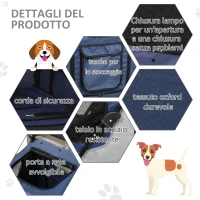 PawHut Passeggino per Cani fino a 30kg Pieghevole con Manubrio Regolabile, Grigio e Blu(m-5)