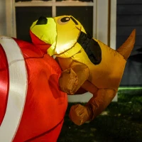 HOMCOM Babbo Natale Gonfiabile Gigante 210cm da Interno e da Esterno, Impermeabile con Albero di Natale e 13 Luci a LED(m-9)