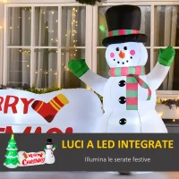 HOMCOM Albero di Natale Gonfiabile 163cm con Pupazzo di Neve e Scritta, Gonfiatore e Luci, Decorazione Natalizia da Esterno(m-4)