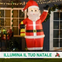 HOMCOM 245cm Babbo Natale Gonfiabile Decorazione Natalizia con Campada d'oro e 3 Luci a LED, Impermeabile IP44(m-5)