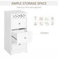 Homcom Comoda Baie Lemn Alb – Decor Floral Sculptat 30×30×68.5 cm(m-4)