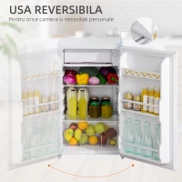 Frigider independent sub masa de 91 litri HOMCOM cu cutie de racire, usa reversibila, termostat reglabil, lat de 47,5 cm, Alb(m-6)