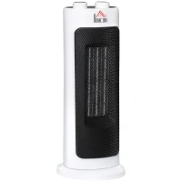 HOMCOM Calefactor Eléctrico de Torre 1300W/2000W Calentador Eléctrico Portátil con Oscilación 50° 17x17x41,5 cm Blanco(m-1)