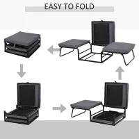 HOMCOM 2 In 1 Folding Sofa Bed Home Lounge Cot Guest Stool w/ Thick Padded Sponge Grey Removable and washable(m-4)