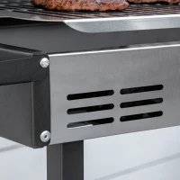 Outsunny Barbecue a Carbone con Griglia a 3 Livelli, Girarrosto e Mensole Pieghevoli, 118x32x90 cm, Nero(m-9)