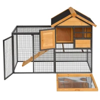 PawHut Rabbit Hutch Guinea Pig Hutch Wood-metal Elevated Guinea Pig House Pet Bunny Cage for Outdoor 122 x 63 x 92cm Light Yellow(m-1)