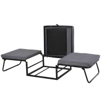 HOMCOM 2 In 1 Folding Sofa Bed Home Lounge Cot Guest Stool w/ Thick Padded Sponge Grey Removable and washable(m-14)