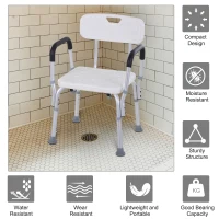 Homcom 6-Level Adjustable Aluminum Bath Stool Spa Shower Chair w/ Non-Slip Feet, Armrest, Back(m-7)