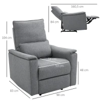 HOMCOM Manual Recliner Armchair, Polyester Upholstered Rocking Chair Sofa Fabric Armchair with Footrest for Living Room(m-3)