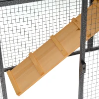 PawHut Rabbit Hutch Guinea Pig Hutch Wood-metal Elevated Guinea Pig House Pet Bunny Cage for Outdoor 122 x 63 x 92cm Light Yellow(m-11)