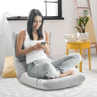 HOMCOM Adjustable Lazy Floor Sofa Chair Lounge Seat Gaming Couch Bed for Living Room, Home Office, Balcony, Grey(m-14)