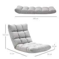HOMCOM Adjustable Lazy Floor Sofa Chair Lounge Seat Gaming Couch Bed for Living Room, Home Office, Balcony, Grey(m-3)