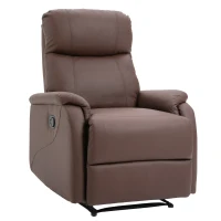HOMCOM Fotoliu Relax Manual cu Spătar Reclinabil – Piele Sintetică Maro(m-1)