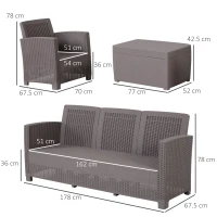 Outsunny Lounge Modular pentru Exterior din PP - Set din 4 Piese Gri(m-3)