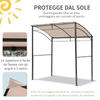 Outsunny Gazebo Riparo per Barbecue BBQ Tendone da Giardino in Poliestere 215 x 150 x 172/220 cm(m-4)