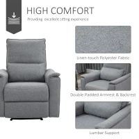 HOMCOM Manual Recliner Armchair, Polyester Upholstered Rocking Chair Sofa Fabric Armchair with Footrest for Living Room(m-4)