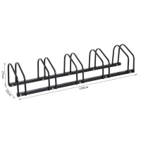 HomCom Rastrelliera Portabici  Parcheggio per 5 Biciclette 130 × 33 × 27cm Nero(m-3)