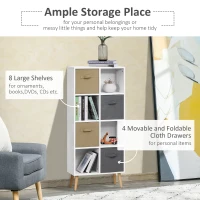 HOMCOM Freestanding 8 Cube Storage Cabinet Unit w/ 4 Fabric Drawers Handles Home Office Organisation Shelves Furniture 54.5L x 24W x 122.5H cm(m-4)