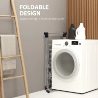 HOMCOM Clothes Rail Drying Rack Stainless Steel 138.5 W x 63 D x 208H Silve Black(m-5)