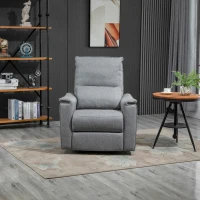 HOMCOM Manual Recliner Armchair, Polyester Upholstered Rocking Chair Sofa Fabric Armchair with Footrest for Living Room(m-12)