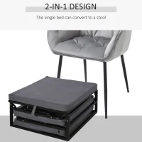 HOMCOM 2 In 1 Folding Sofa Bed Home Lounge Cot Guest Stool w/ Thick Padded Sponge Grey Removable and washable(m-5)