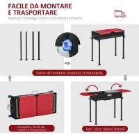 Outsunny Barbecue a Carbonella Portatile ad Altezza regolabile con Griglia e Teglia, 120x31x60-70 cm, Nero e Rosso(m-6)