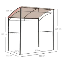 Outsunny Gazebo Riparo per Barbecue BBQ Tendone da Giardino in Poliestere 215 x 150 x 172/220 cm(m-3)