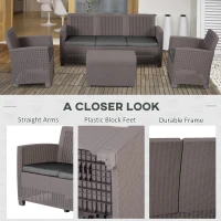 Outsunny Lounge Modular pentru Exterior din PP - Set din 4 Piese Gri(m-4)