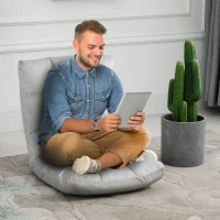 HOMCOM Adjustable Lazy Floor Sofa Chair Lounge Seat Gaming Couch Bed for Living Room, Home Office, Balcony, Grey(m-13)
