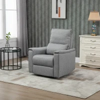 HOMCOM Manual Recliner Armchair, Polyester Upholstered Rocking Chair Sofa Fabric Armchair with Footrest for Living Room(m-2)