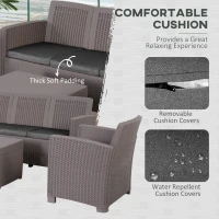 Outsunny Lounge Modular pentru Exterior din PP - Set din 4 Piese Gri(m-5)