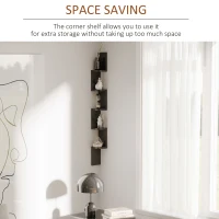 HOMCOM Wooden 5-tier Corner Shelf Wall Mount Zig Zag Floating Display Rack Bookcase Hanging CD/DVD Storage Home Furniture (Black)(m-4)