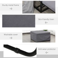 HOMCOM 2 In 1 Folding Sofa Bed Home Lounge Cot Guest Stool w/ Thick Padded Sponge Grey Removable and washable(m-7)