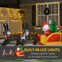 HOMCOM Moș Crăciun cu Reni Gonflabil cu LED-uri, 210x80x120cm(m-4)