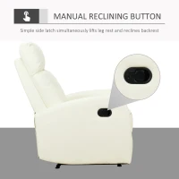 HOMCOM Fotoliu Relax Rabatabil Ergonomic Piele Sintetica 65 × 92 × 100cm Crem(m-7)