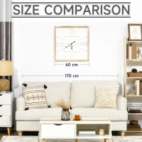 HOMCOM Vintage Large Wall Clock with Roman Numerals, 60cm/24 Inch Silent Non Ticking Metal Wood Clocks for Living Room Kitchen Bedroom, Distressed White(m-5)