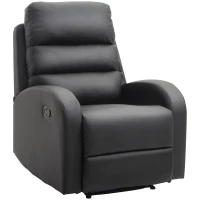Homcom Fotoliu Relax – Rabatabil cu Taburet, Piele Ecologica Negru(m-1)