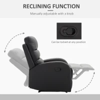 Homcom Fotoliu Relax – Rabatabil cu Taburet, Piele Ecologica Negru(m-7)