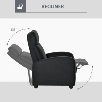 Homcom Fotoliu Relax – Negru, In, Rabatabil cu Taburet Inclus(m-4)