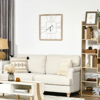 HOMCOM Vintage Large Wall Clock with Roman Numerals, 60cm/24 Inch Silent Non Ticking Metal Wood Clocks for Living Room Kitchen Bedroom, Distressed White(m-10)