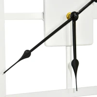 HOMCOM Vintage Large Wall Clock with Roman Numerals, 60cm/24 Inch Silent Non Ticking Metal Wood Clocks for Living Room Kitchen Bedroom, Distressed White(m-8)