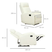 HOMCOM Fotoliu Relax Rabatabil Ergonomic Piele Sintetica 65 × 92 × 100cm Crem(m-3)