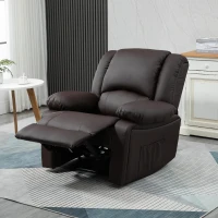 HOMCOM Fotoliu Relax Rabatabil la 135° cu Maner si Buzunare Laterale, 100x89x100cm, Maro(m-2)