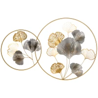HOMCOM 3D Metal Wall Art Modern Ginkgo Leaves Hanging Wall Sculptures Home Decor for Living Room Bedroom Dining Room, Gold(m-1)