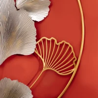 HOMCOM 3D Metal Wall Art Modern Ginkgo Leaves Hanging Wall Sculptures Home Decor for Living Room Bedroom Dining Room, Gold(m-8)
