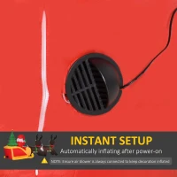 HOMCOM Moș Crăciun cu Reni Gonflabil cu LED-uri, 210x80x120cm(m-6)