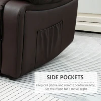 HOMCOM Fotoliu Relax Rabatabil la 135° cu Maner si Buzunare Laterale, 100x89x100cm, Maro(m-6)