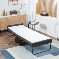 HOMCOM Folding Bed with 10cm Mattress, Portable Foldable Guest Bed with Memory Foam, Steel Frame on Wheels(m-10)